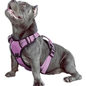 No Pull Dog Training Harness Adjustable ID Clear Tag Holder Sz M Pink New NIB